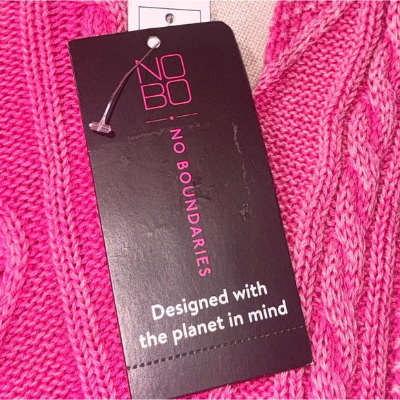No Boundaries Vibrant Pink V-Neck Sweater - Picture 3 of 6
